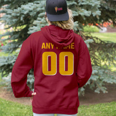 Red & Gold Team Colors With Personalization Adult Hoodie