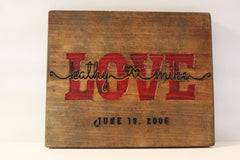 Wood Love Sign Personalized with Names, Laser Engraved Customized gifts, Unique and Special Valentines gift, anniversary, Wedding, birthday