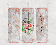 Skinny Tumbler personalized faith with flowers design 20 oz. water bottle with straw gift for her, mom grandma daughter, Christian gift