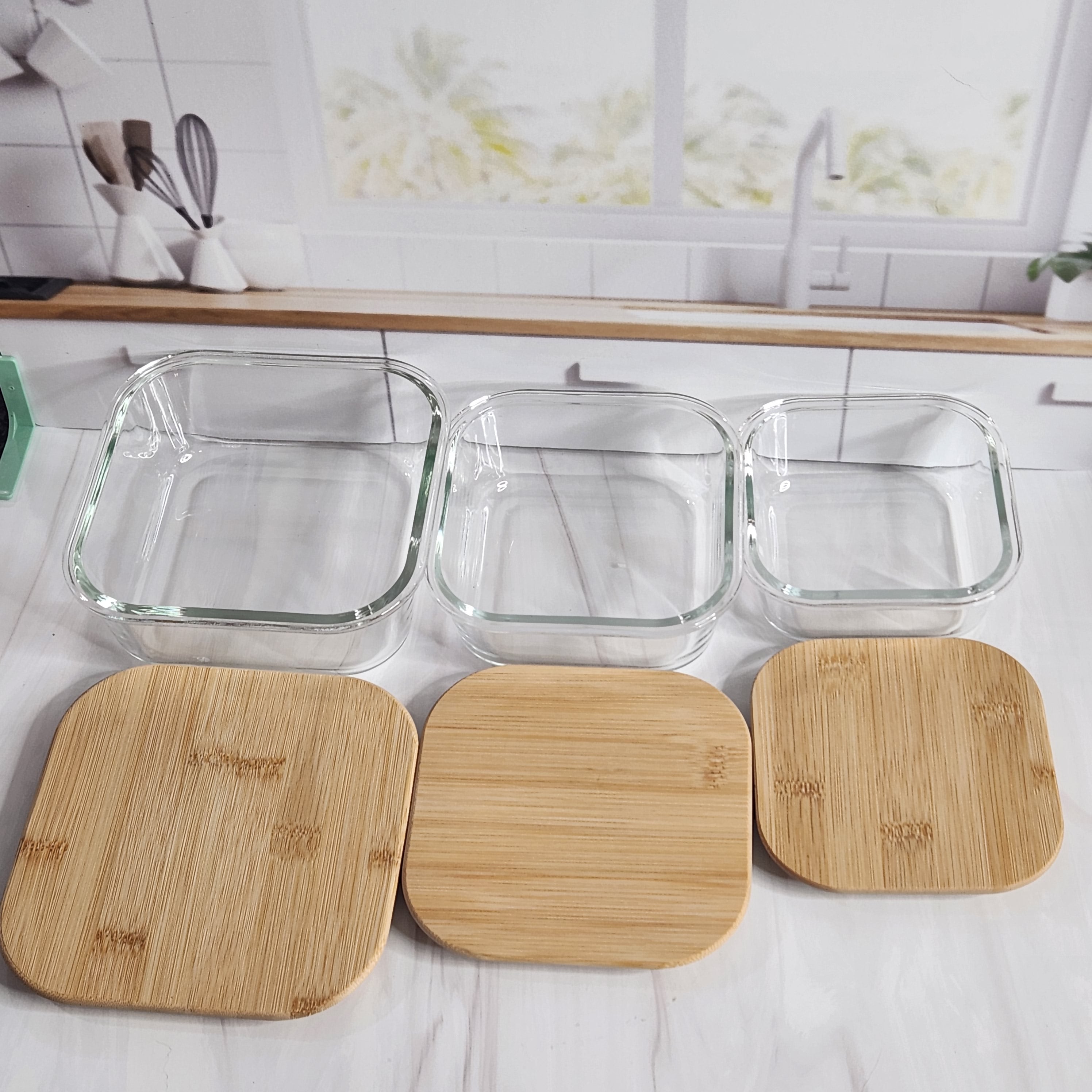 Personalized Glass Storage Container with Bamboo lid. Glass and Bamboo Eco- Friendly storage container