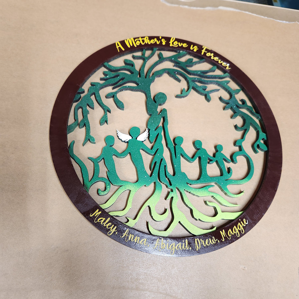 Tree Of Life Mom and children Child with Wings available Can Be Personalized with kids names up to 5 children