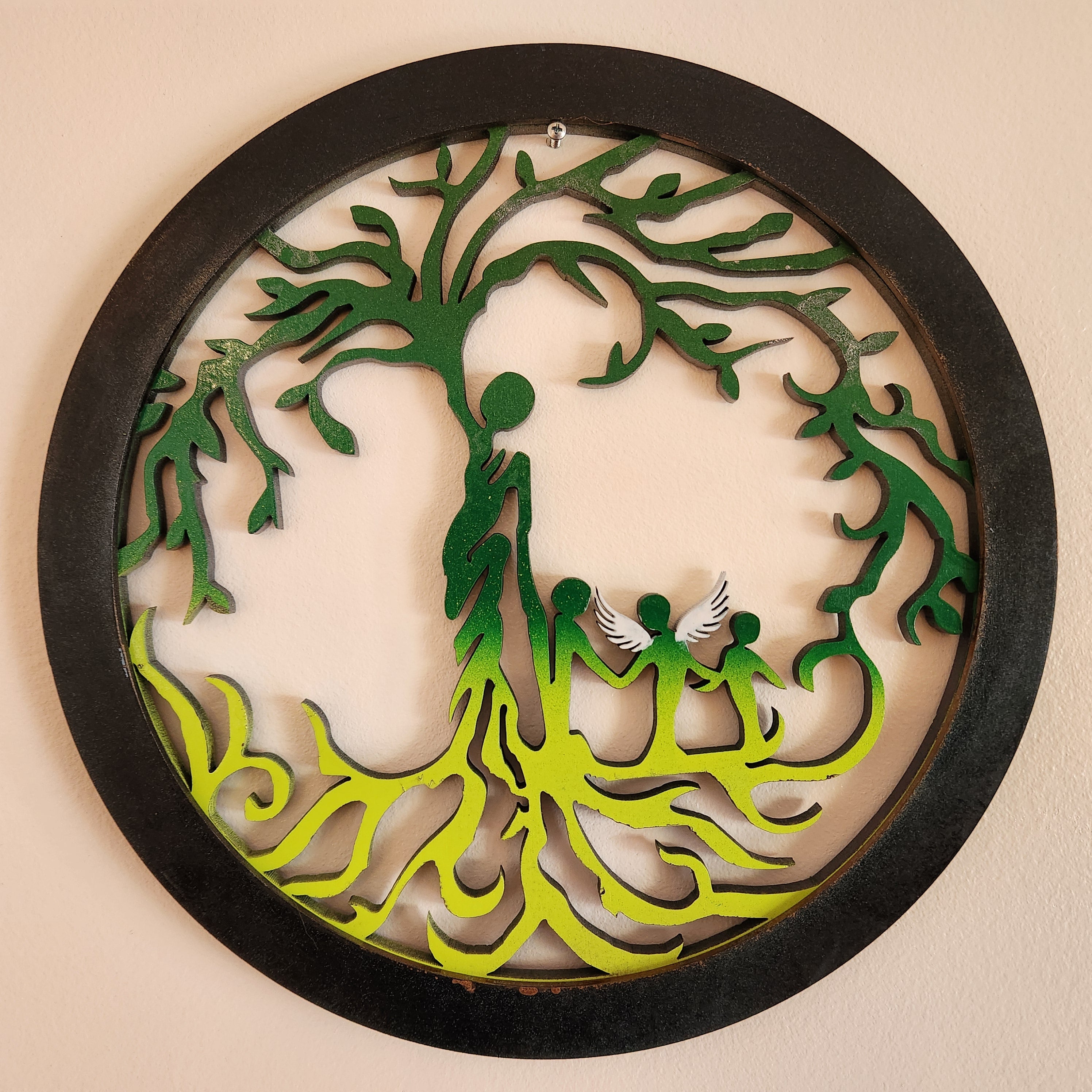 Tree Of Life Mom and children Child with Wings available Can Be Personalized with kids names up to 5 children