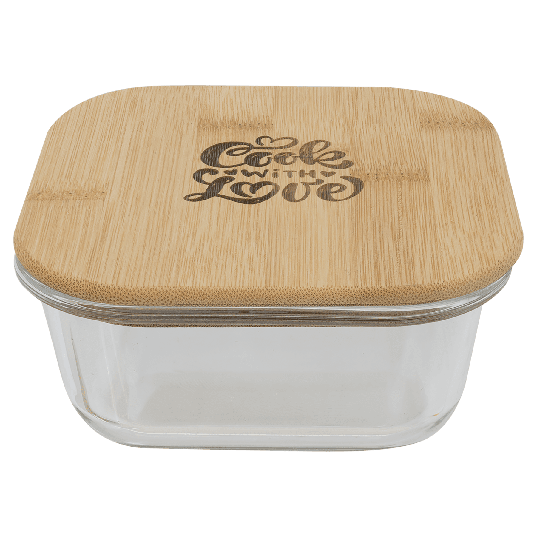 Personalized Glass Storage Container with Bamboo lid. Glass and Bamboo Eco- Friendly storage container