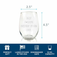 Wine Gift Daughter in Law gift, Best Fucking Daughter- in-law funny wine glass Stemless 15 oz