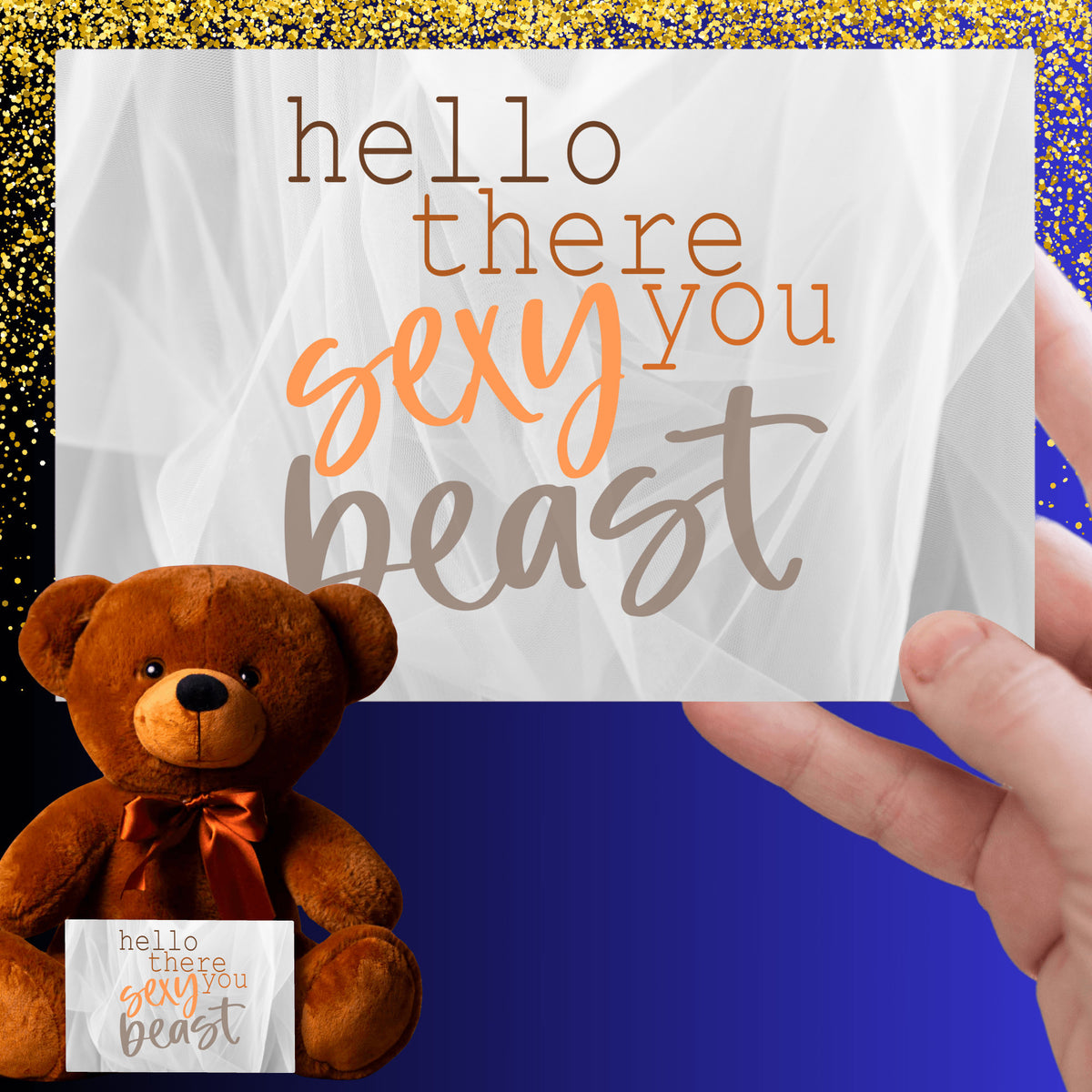 Teddy Bear with Love Note, Personalized ,Hello You Sexy Beast, Great Valentines, birthday, I love you gift