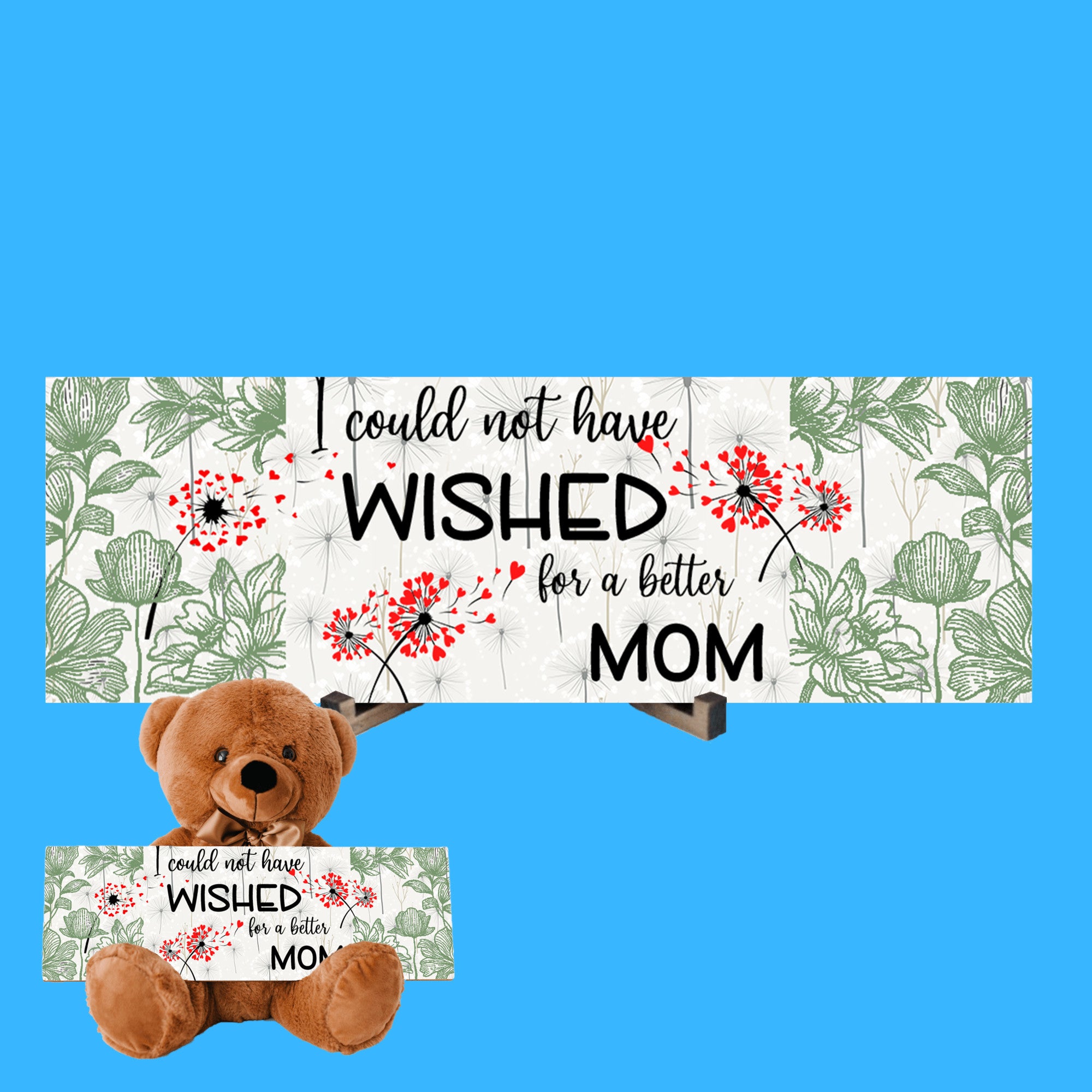 Dandelion Wishes Teddy Bear for Mom. Great Mothers day gift, can be personalized , or changed to Grandma, Meemaw, or any other name you like