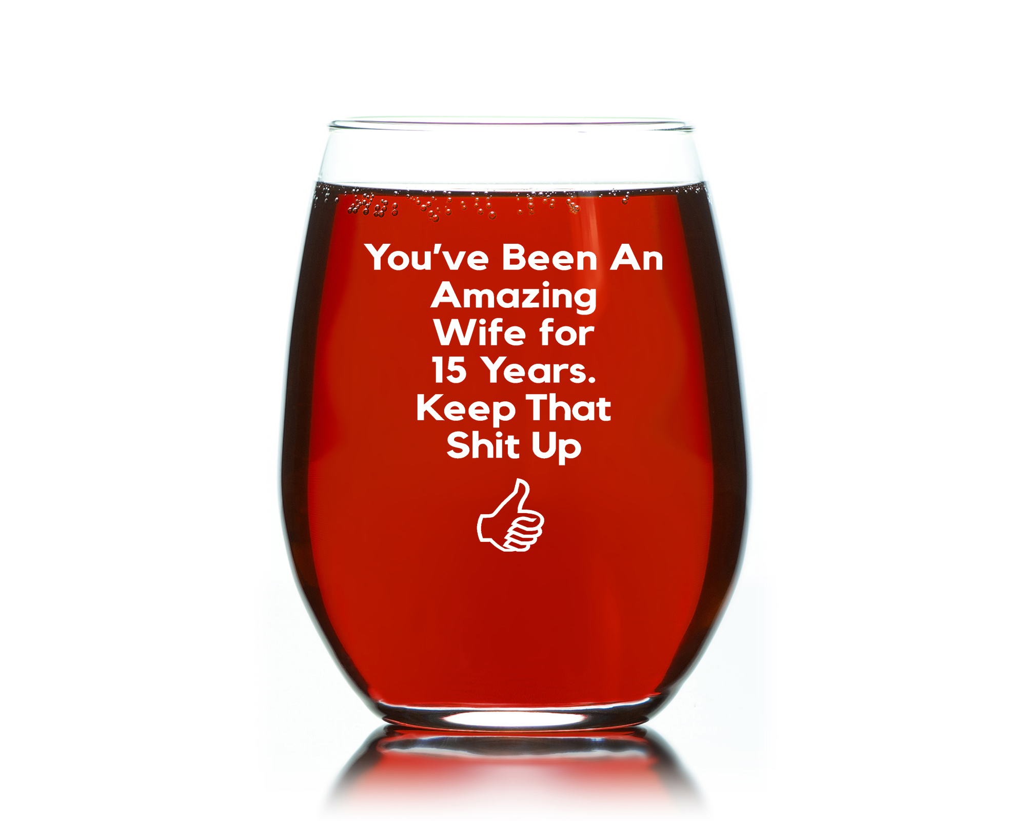 Wine Gift for Wife, Amazing Wife for 20 years keep that shit up funny Stemless wine glass 15 oz. Funny Christmas Gift or anniversary gift for wife