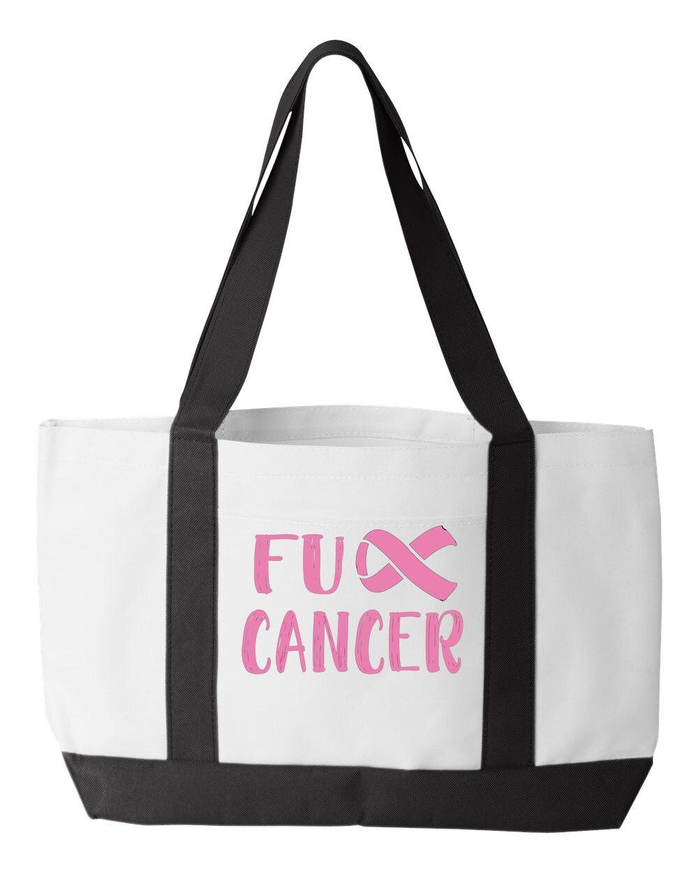 F Cancer Ribbon Cancer Awareness Breast Cancer Fuck Cancer Fundraising Tote Bag