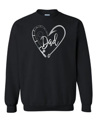 Fishing Hook Dad Heart Adult Crewneck Sweat Shirt