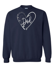 Fishing Hook Dad Heart Adult Crewneck Sweat Shirt