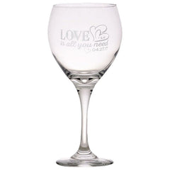 Love Is All You Need Personalized Wine Glass Valentines gift  Anniversary gift Wedding Gift Bridal Gift