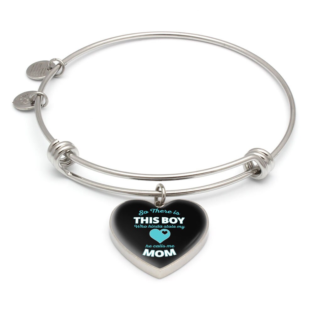 There's This Boy Who Stole my Heart he Calls me Mom Bracelet Engraved For new moms gift for expecting mothers from Husband Mothers Day