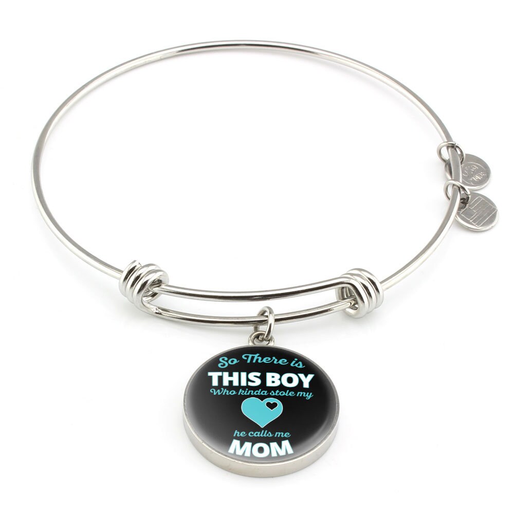 There's This Boy Who Stole my Heart he Calls me Mom Bracelet Engraved For new moms gift for expecting mothers from Husband Mothers Day