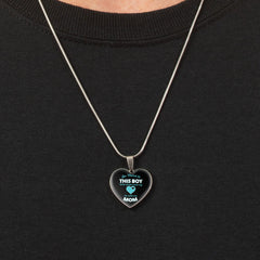 So There's This Boy Who Stole My Heart He Calls me Mom Necklace Silver Heart or  Gold Round Gift for Mom Engraved New Mom Jewelry