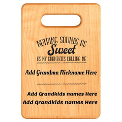 Custom Cutting Board Grandma Personalized with Nickname and Grandkids names Maple wood Laser Engraved