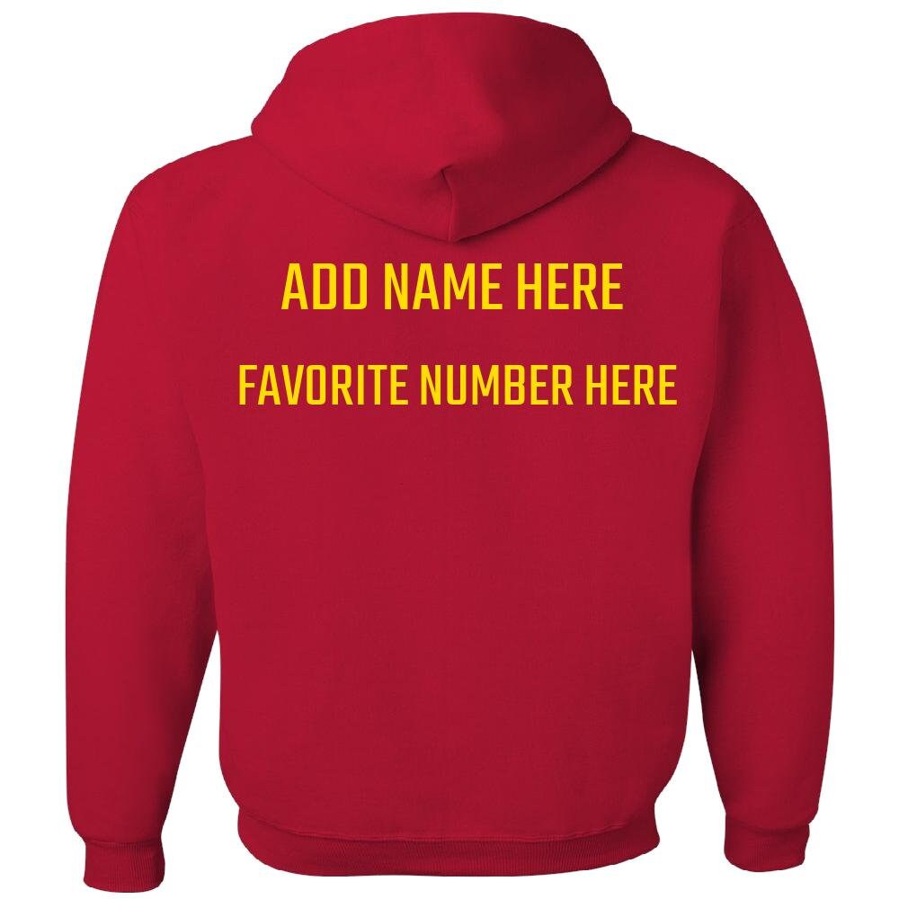 Red & Gold Team Colors With Personalization  Adult Hoodie