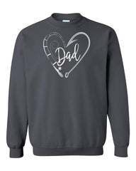 Fishing Hook Dad Heart Adult Crewneck Sweat Shirt