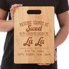 Custom Cutting Board Grandma Personalized with Nickname and Grandkids names Maple wood Laser Engraved