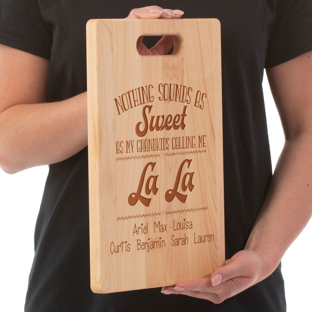 Custom Cutting Board Grandma Personalized with Nickname and Grandkids names Maple wood Laser Engraved