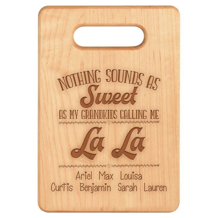 Custom Cutting Board Grandma Personalized with Nickname and Grandkids names Maple wood Laser Engraved