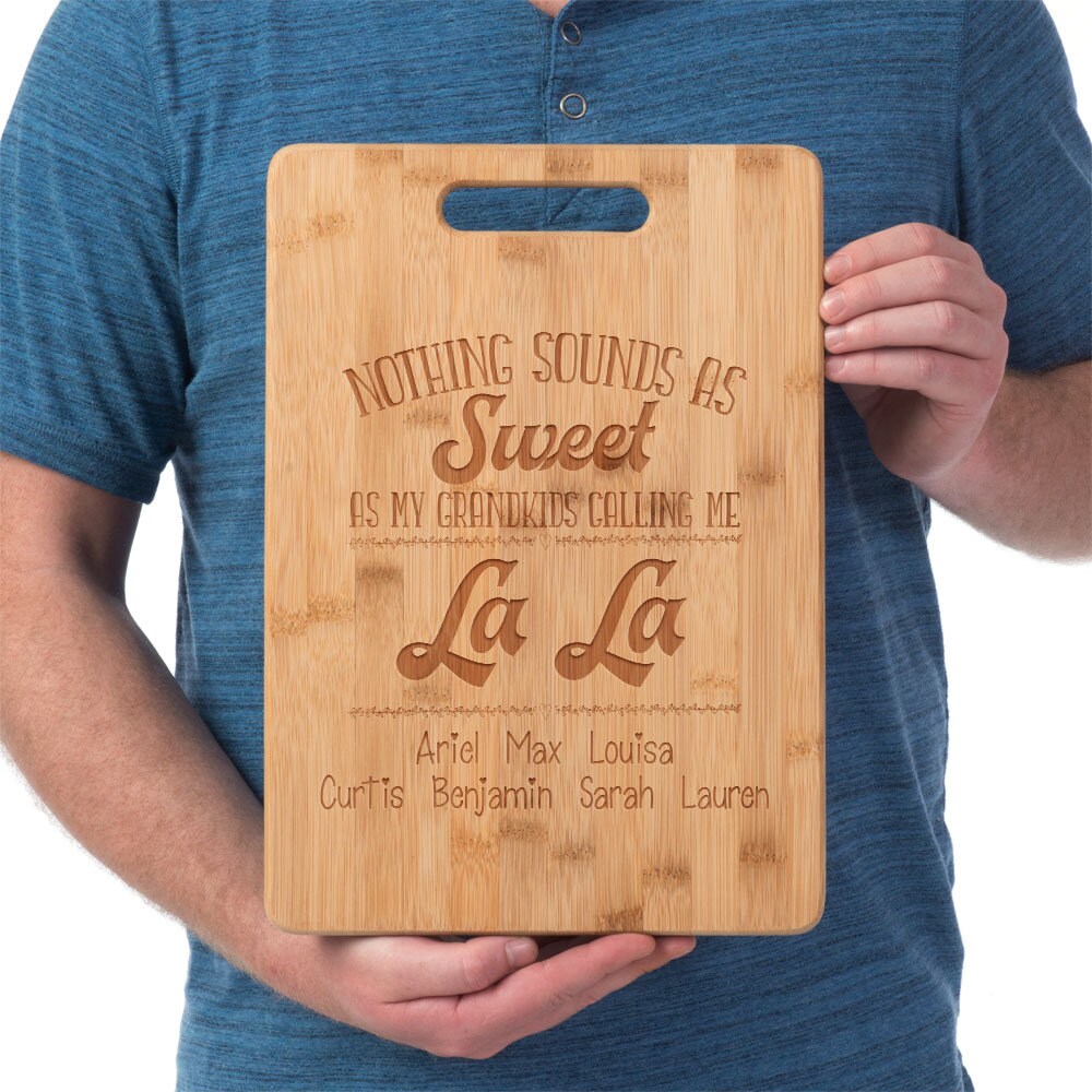 Custom Cutting Board Grandma Personalized with Nickname and Grandkids names Maple wood Laser Engraved