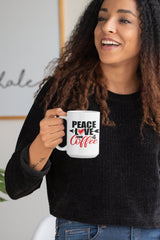 Peace|Love|Coffee Inspirational and Funny Coffee Mug! bohemian mug, coffee lovers gift, peace sign, Love sign, Gift for her, Gift for him