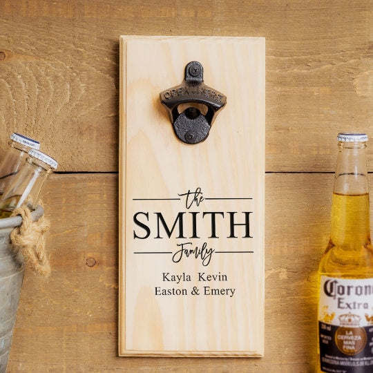 Personalized Wood Bottle Opener, Customize with anything to make a Unique Gift for Dad, Groomsmen, Groom, Friend, Brother, Sister, ManCave