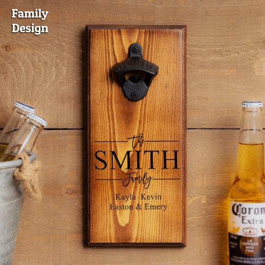 Personalized Wood Bottle Opener, Customize with anything to make a Unique Gift for Dad, Groomsmen, Groom, Friend, Brother, Sister, ManCave