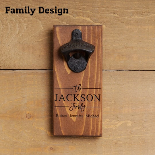 Personalized Wood Bottle Opener, Customize with anything to make a Unique Gift for Dad, Groomsmen, Groom, Friend, Brother, Sister, ManCave