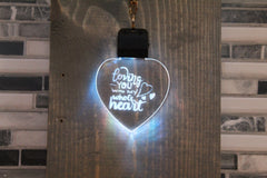 Personalized Heart Keychain, Engraved LED lit Heart color changing Keychain, Valentine gift, Mom gift, Grandma, memorial gift, pet picture