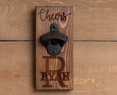 Personalized Wood Bottle Opener, Customize with anything to make a Unique Gift for Dad, Groomsmen, Groom, Friend, Brother, Sister, ManCave