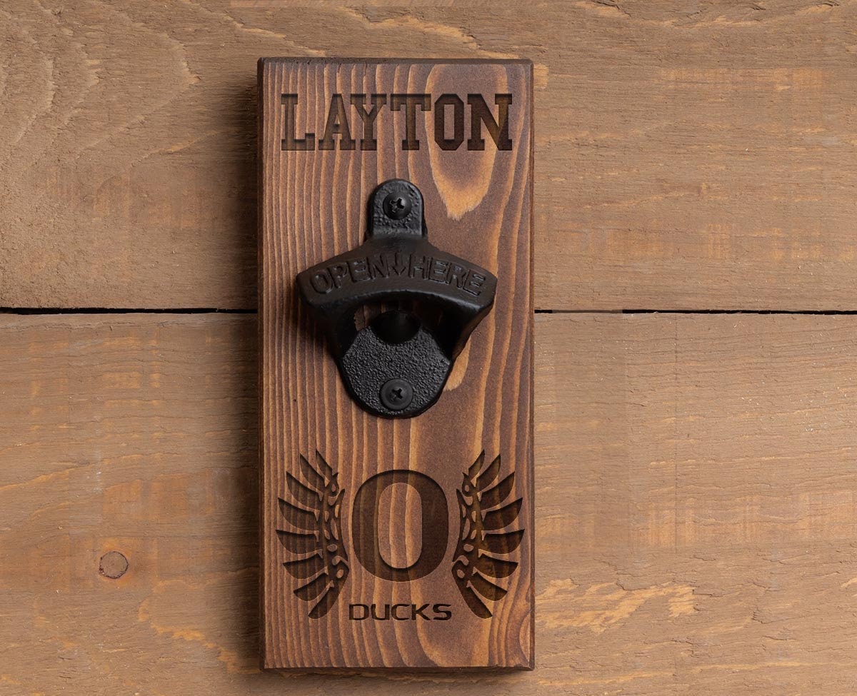 Personalized Wood Bottle Opener, Oregon Bigfoot, Dad, Groomsmen, Groom, Friend, Brother, Sister, Man Cave