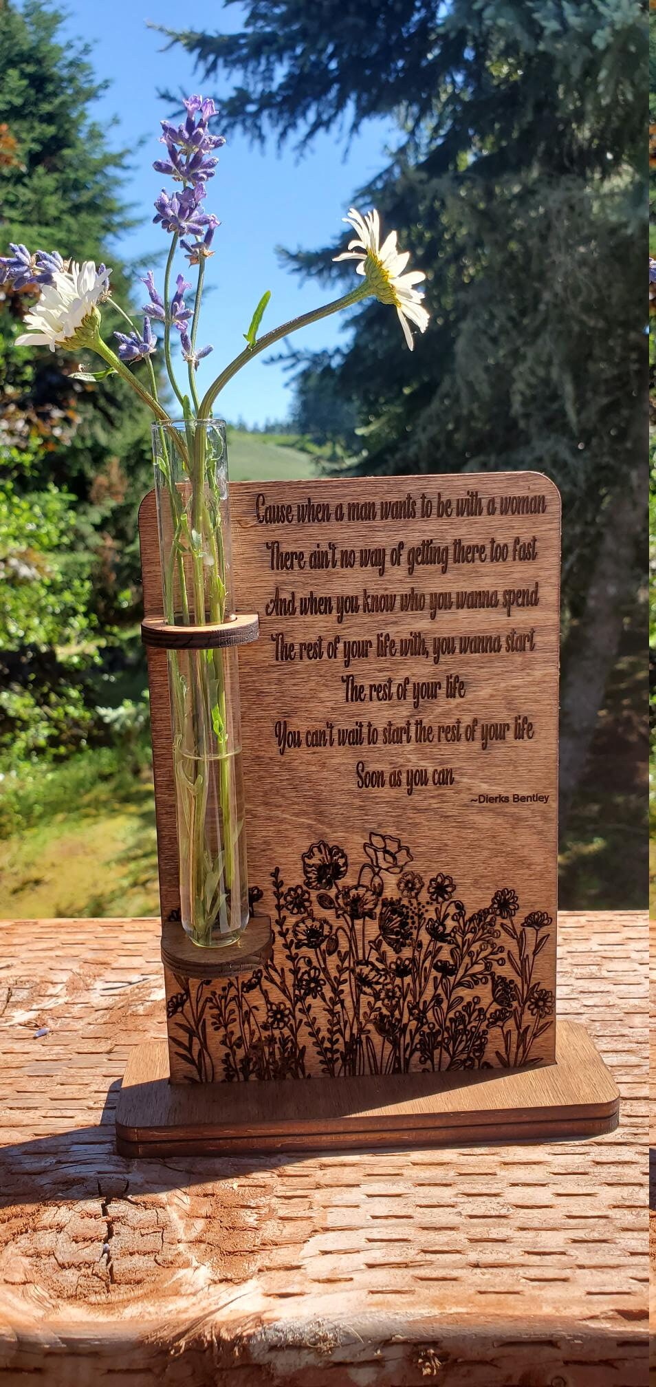 Test Tube Bud Vase Personalized with quote, song, picture, memorial gift, Mom gift, Wedding, engagement, pet loss, Funeral, rainbow bridge