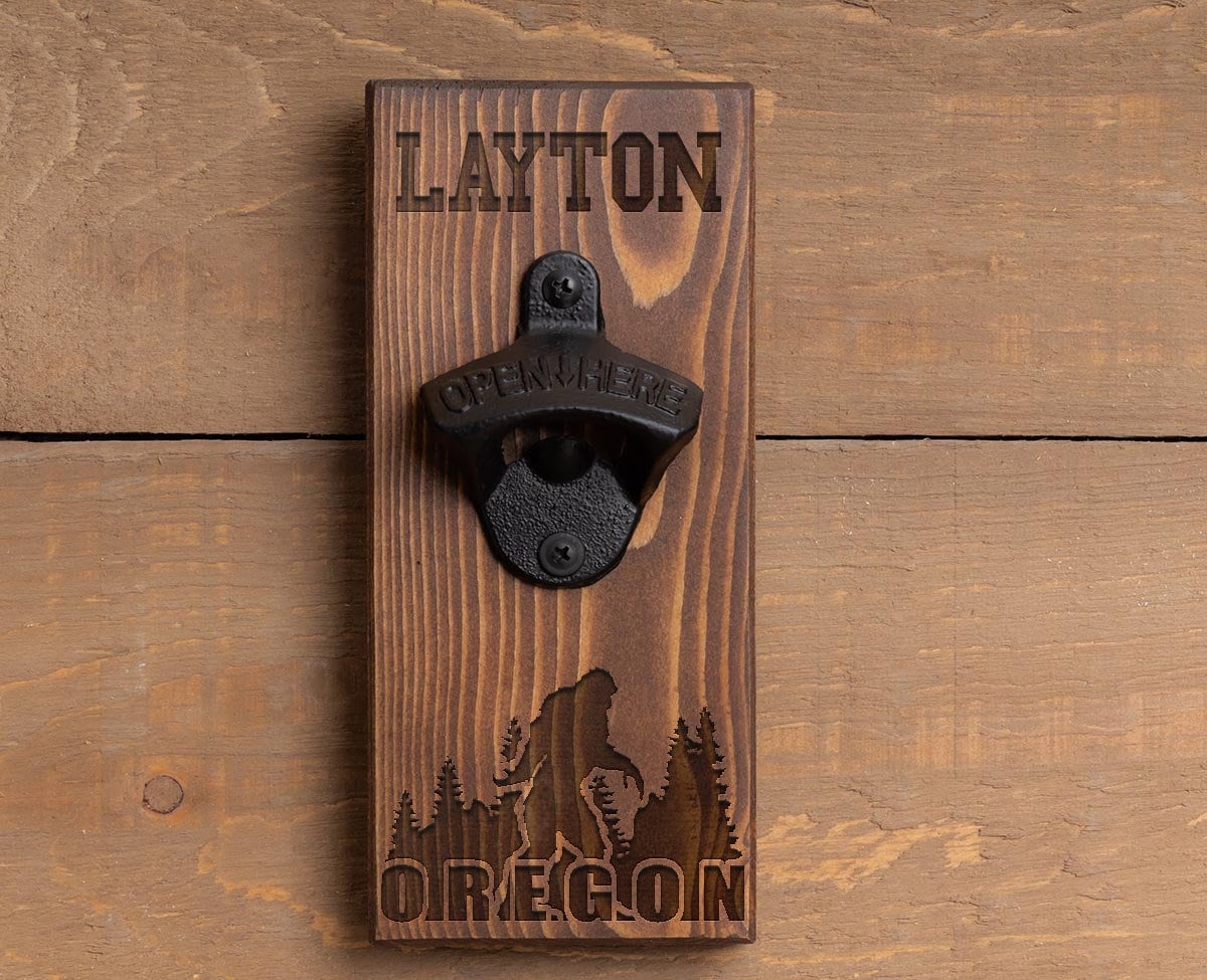 Personalized Wood Bottle Opener, Welcome forest design, Customized gift for Dad, Groomsmen, Groom, Friend, Brother, Sister, Man Cave