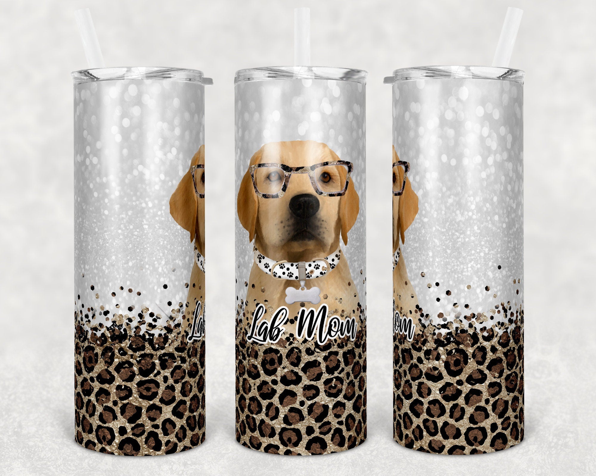 Personalized  German Shepard and Leopard Skinny Tumbler 20 oz, Lab lover, German Shepard lover, Pug Love French Bulldog lover gift,