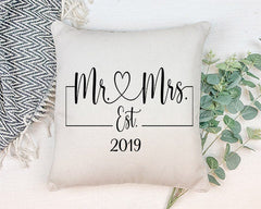 Mr & Mrs Pillows, Personalize with dates and names, Wedding Gift, Anniversary, engagement, Christmas