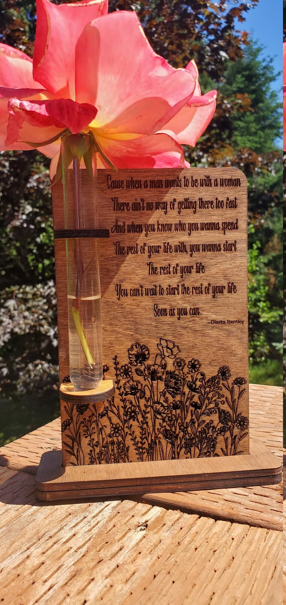 Test Tube Bud Vase Personalized with quote, song, picture, memorial gift, Mom gift, Wedding, engagement, pet loss, Funeral, rainbow bridge