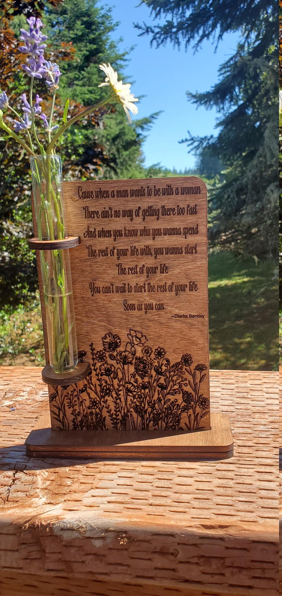 Test Tube Bud Vase Personalized with quote, song, picture, memorial gift, Mom gift, Wedding, engagement, pet loss, Funeral, rainbow bridge