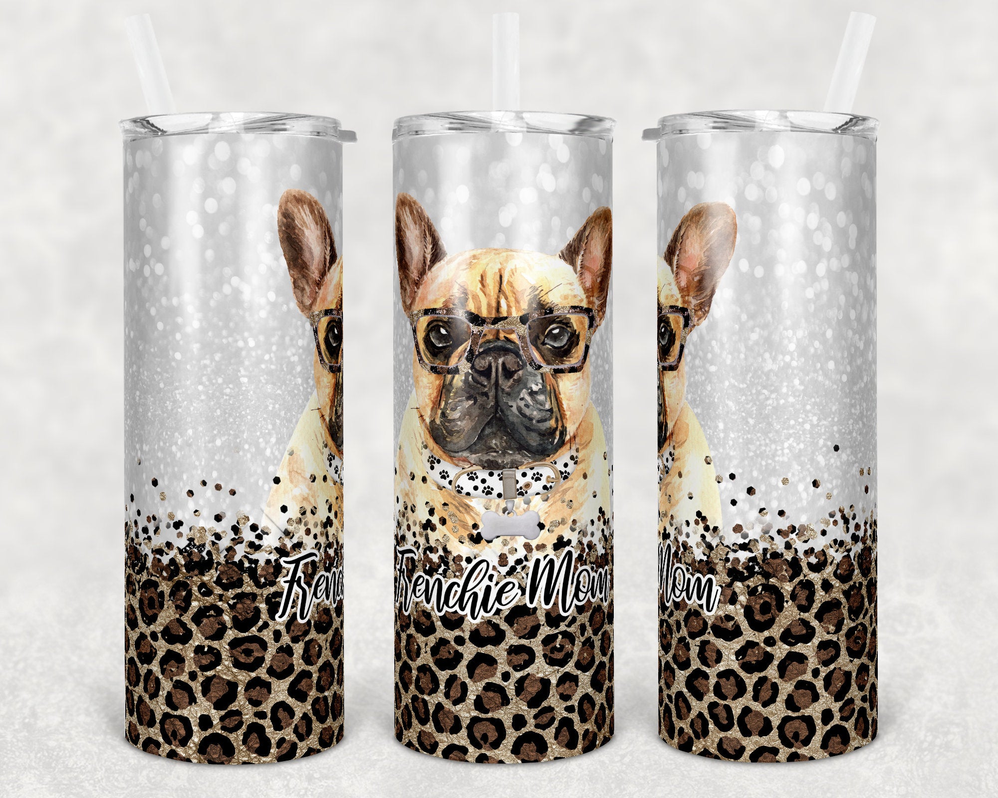 Personalized Pug and Leopard Lover Skinny Tumbler 20 oz, Pug mom, Lab mom, Labrador , German Shepard lover, French Bulldog mom gift,