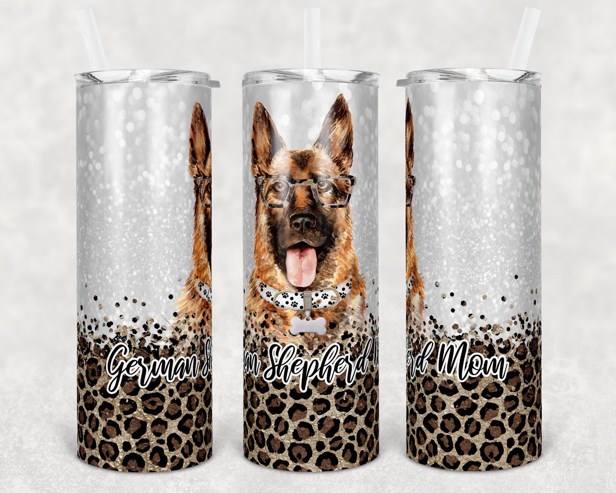 Personalized  Labrador Retriever and Leopard Skinny Tumbler 20 oz, Lab lover, German Shepard lover, Pug Love French Bulldog lover gift,