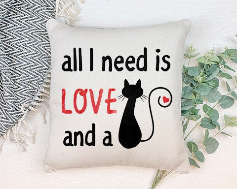 Cat Lover Pillow can be Personalized with names, saying etc, Holiday gift, Birthday, Wedding Gift, Anniversary, engagement, Christmas