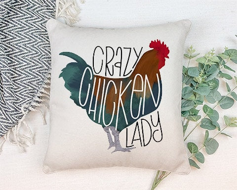 Crazy Chicken Lady Pillow can be Personalized with names,saying etc,Holiday gift, Birthday, Wedding Gift, Anniversary, engagement, Christmas