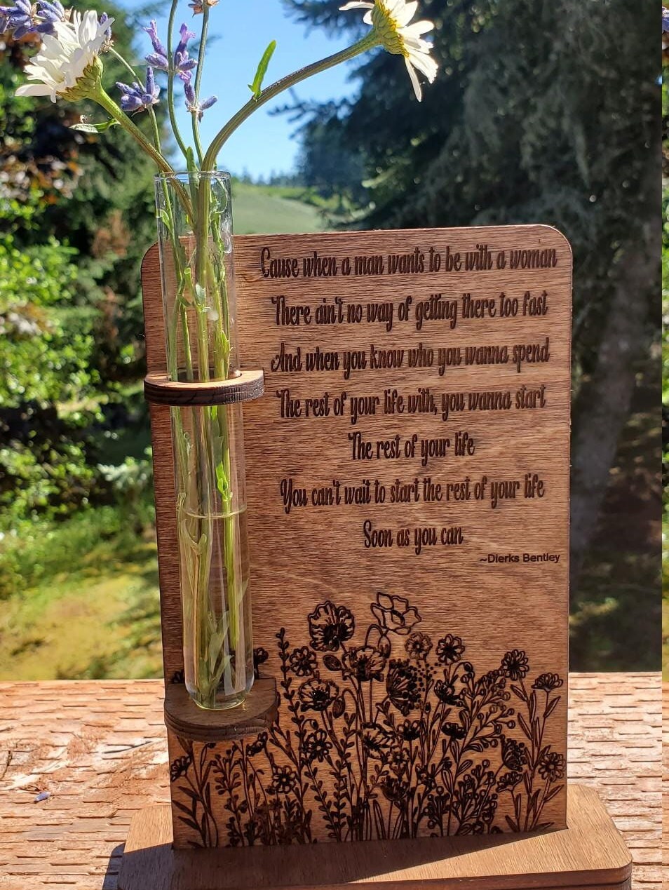 Unique Bud Vase Personalized with quote, song or picture, gift, Wedding, engagement, pet loss, Birthday, rainbow bridge, memorial gift,