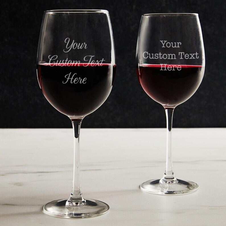 Custom wine glasses, red or white wine glasses personalized make great wedding favors, gift, engagement gift, anniversary, birthday gift