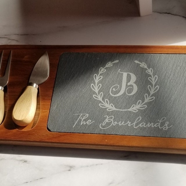 Personalized Cheese Board With Utensils, Slate Charcuterie Board, House Warming, Wine Lover, Anniversary Gift, Wedding, Christmas, corporate